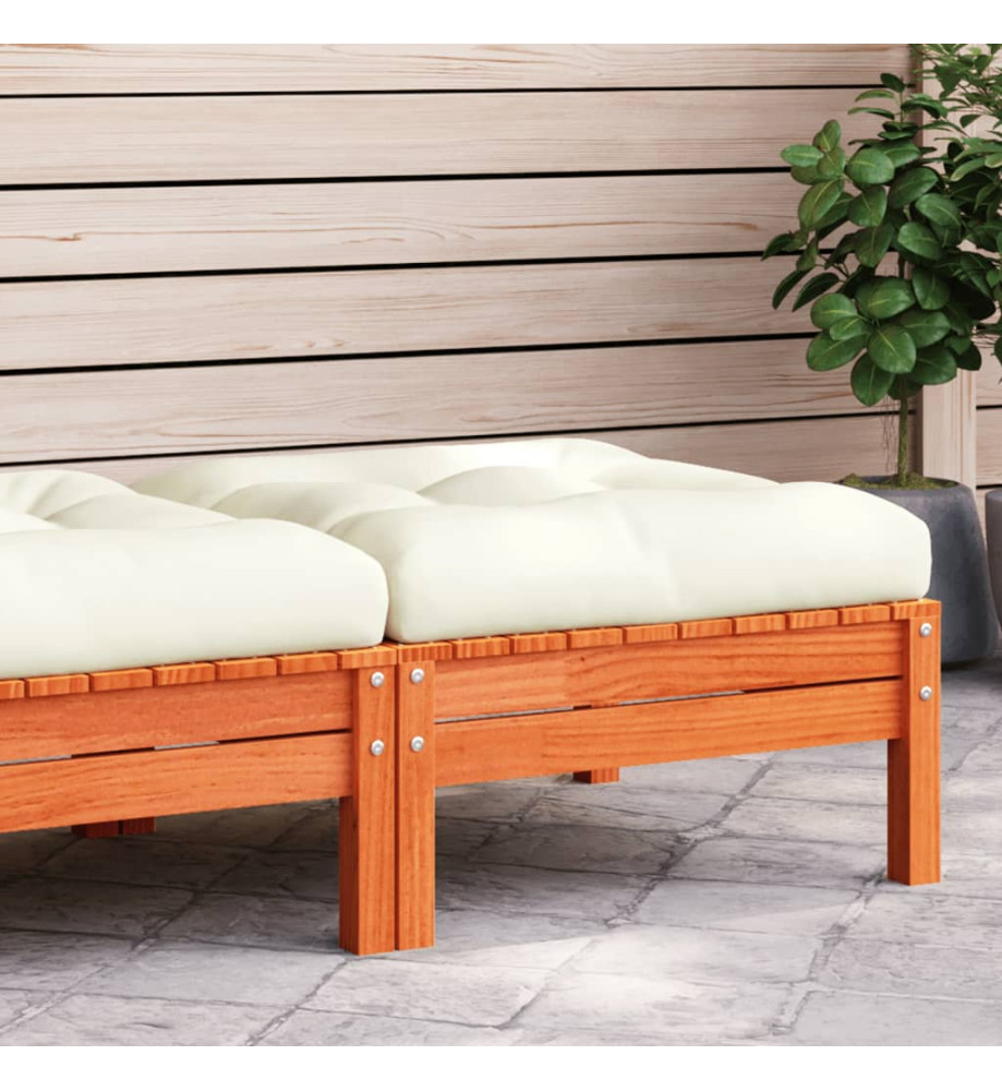 Repose-pied de jardin avec coussin bois massif de pin Repose-pied de jardin avec coussin bois massif de pin