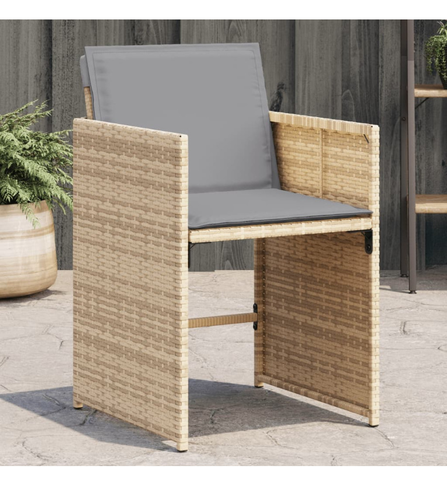 Chaises de jardin avec coussins lot de 4 mélange beige Chaises de jardin avec coussins lot de 4 mélange beige