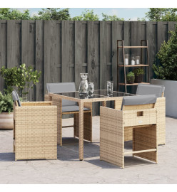Chaises de jardin avec coussins lot de 4 mélange beige