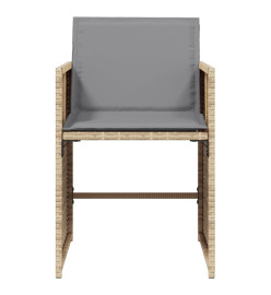 Chaises de jardin avec coussins lot de 4 mélange beige