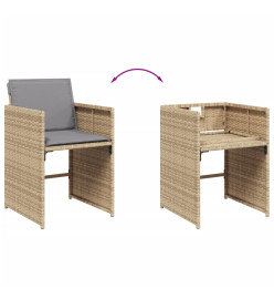 Chaises de jardin avec coussins lot de 4 mélange beige