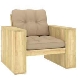 Chaise de jardin avec coussins beige Bois de pin imprégné