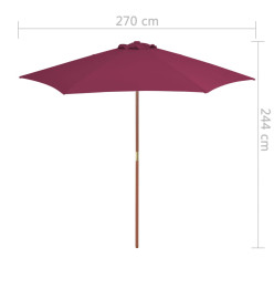 Parasol avec mât en bois 270 cm Bordeaux