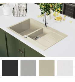 Évier de cuisine Granit Double lavabo Beige