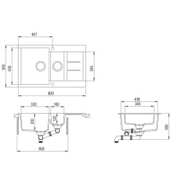 Évier de cuisine Granit Double lavabo Beige