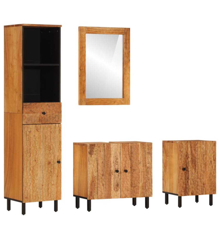 Ensemble d'armoires de salle de bain 4 pcs bois massif d'acacia