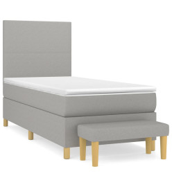 Lit à sommier tapissier avec matelas Gris clair 100x200cm Tissu