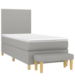 Lit à sommier tapissier avec matelas Gris clair 100x200cm Tissu