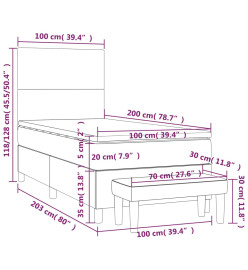 Lit à sommier tapissier avec matelas Gris clair 100x200cm Tissu