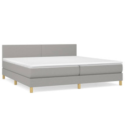 Lit à sommier tapissier avec matelas Gris clair 200x200cm Tissu