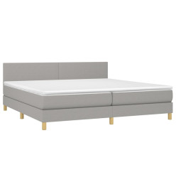 Lit à sommier tapissier avec matelas Gris clair 200x200cm Tissu