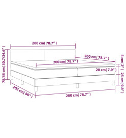 Lit à sommier tapissier avec matelas Gris clair 200x200cm Tissu