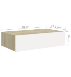 Étagères à tiroir murales 2 pcs Chêne et blanc 40x23,5x10cm MDF