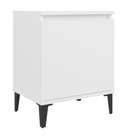 Tables de chevet avec pieds en métal 2 pcs Blanc 40x30x50 cm