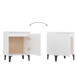 Tables de chevet avec pieds en métal 2 pcs Blanc 40x30x50 cm