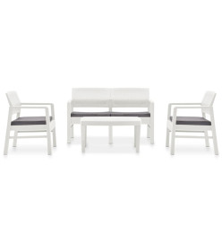 Salon de jardin 4 pcs avec coussins Plastique Blanc