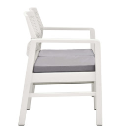 Salon de jardin 4 pcs avec coussins Plastique Blanc