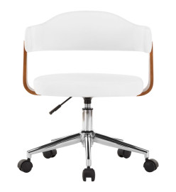 Chaise pivotante de bureau Blanc Bois courbé et similicuir