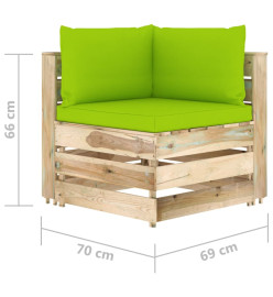 Salon de jardin 6 pcs avec coussins Bois imprégné de vert