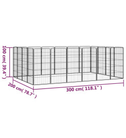 Parc pour chien 20panneaux Noir 50x100cm Acier enduit de poudre