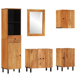 Ensemble d'armoires de salle de bain 5 pcs bois massif d'acacia