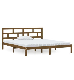 Cadre de lit Marron miel Bois massif 135x190 cm Double