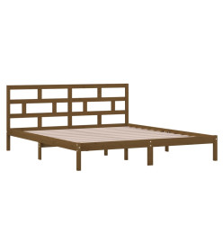 Cadre de lit Marron miel Bois massif 135x190 cm Double