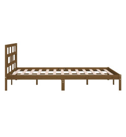 Cadre de lit Marron miel Bois massif 135x190 cm Double