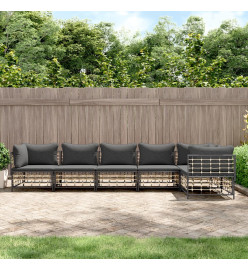 Salon de jardin 6 pcs avec coussins anthracite résine tressée