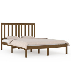 Cadre de lit Marron miel Bois de pin massif 135x190 cm Double