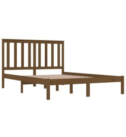 Cadre de lit Marron miel Bois de pin massif 135x190 cm Double