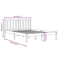 Cadre de lit Marron miel Bois de pin massif 135x190 cm Double