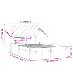 Cadre de lit Marron miel 135x190 cm Double Bois massif