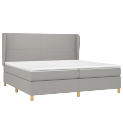 Lit à sommier tapissier avec matelas Gris clair 200x200cm Tissu