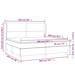 Lit à sommier tapissier avec matelas Gris clair 200x200cm Tissu