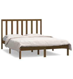 Cadre de lit Marron miel Bois de pin massif 135x190 cm Double