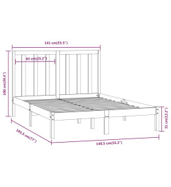 Cadre de lit Marron miel Bois de pin massif 135x190 cm Double