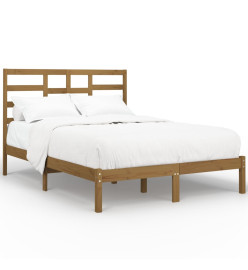 Cadre de lit Marron miel Bois massif 135x190 cm Double