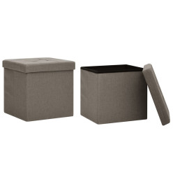 Tabourets de rangement pliables lot de 2 taupe faux lin