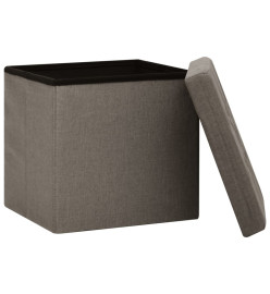 Tabourets de rangement pliables lot de 2 taupe faux lin