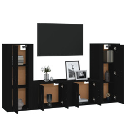 Ensemble de meubles TV 4 pcs Noir Bois d'ingénierie