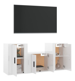 Ensemble de meubles TV 3 pcs Blanc brillant Bois d'ingénierie