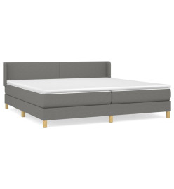 Lit à sommier tapissier avec matelas Gris foncé 200x200cm Tissu