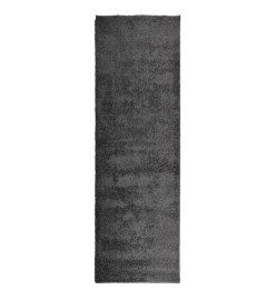 Tapis shaggy à poils longs moderne anthracite 80x250 cm