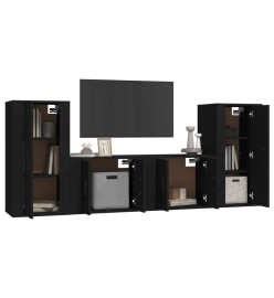 Ensemble de meubles TV 4 pcs Noir Bois d'ingénierie