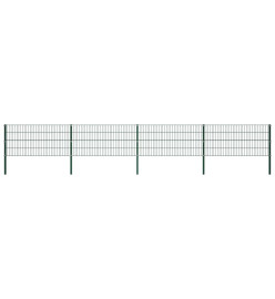 Panneau de clôture avec poteaux Fer 6,8 x 0,8 m Vert