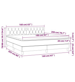 Lit à sommier tapissier avec matelas Gris clair 160x200cm Tissu