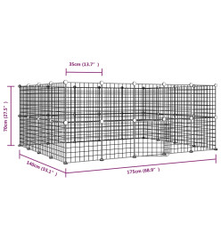 Cage animaux de compagnie à 52 panneaux et porte Noir 35x35 cm