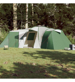 Tente de camping 12 personnes vert 840x720x200 cm taffetas 185T