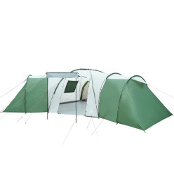 Tente de camping 12 personnes vert 840x720x200 cm taffetas 185T